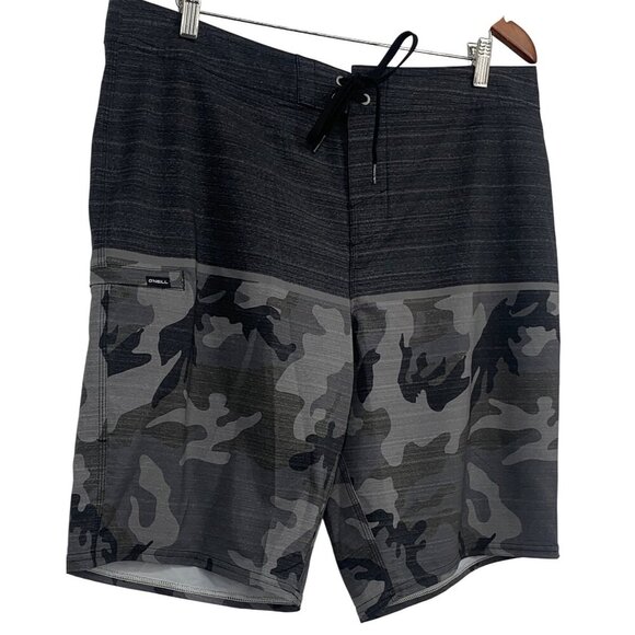 ONeill Mens Camouflage Boardshorts Size 36 Surf Swim Vacation Beach Gray EUC - Picture 3 of 8